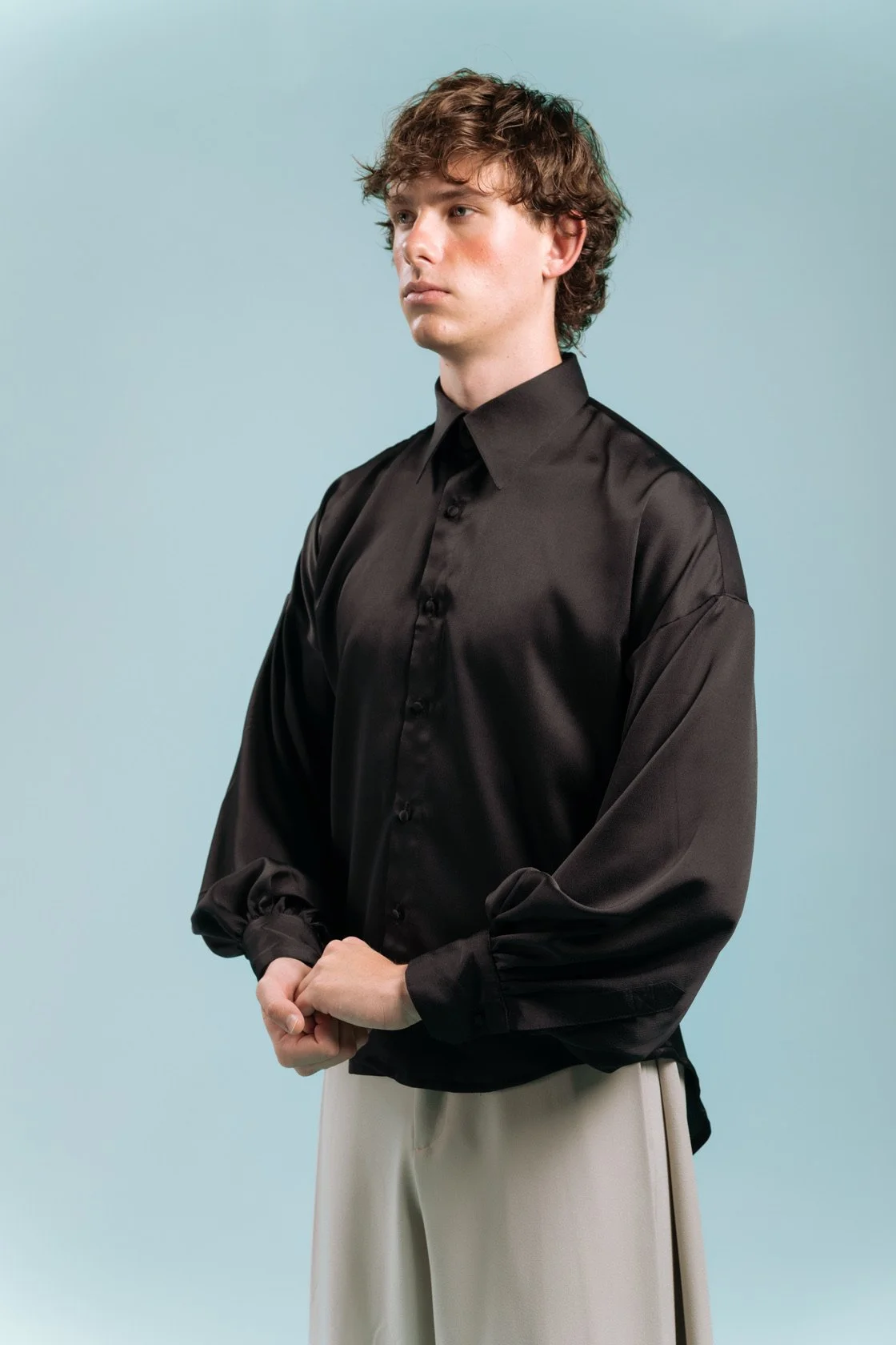 Byroses Gellen Balloon Sleeve Shirt in White — Byroses